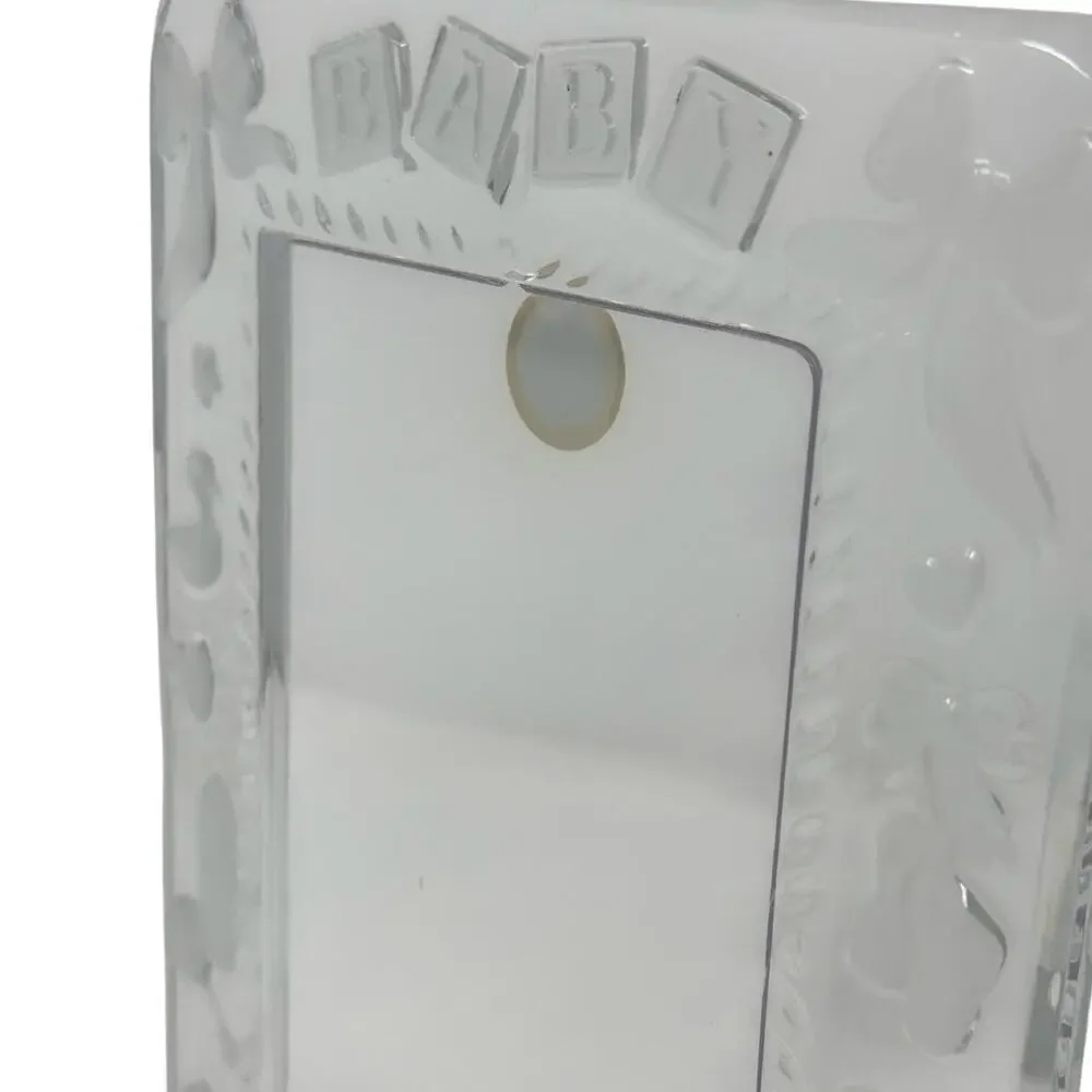 Vintage 90s Princess House Lead Crystal Baby Frame 5x7 Clear Glass